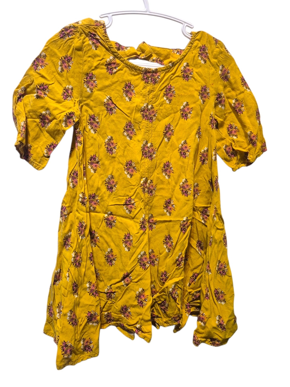 Old Navy Mustard Yellow Floral Short Sleeve Dress